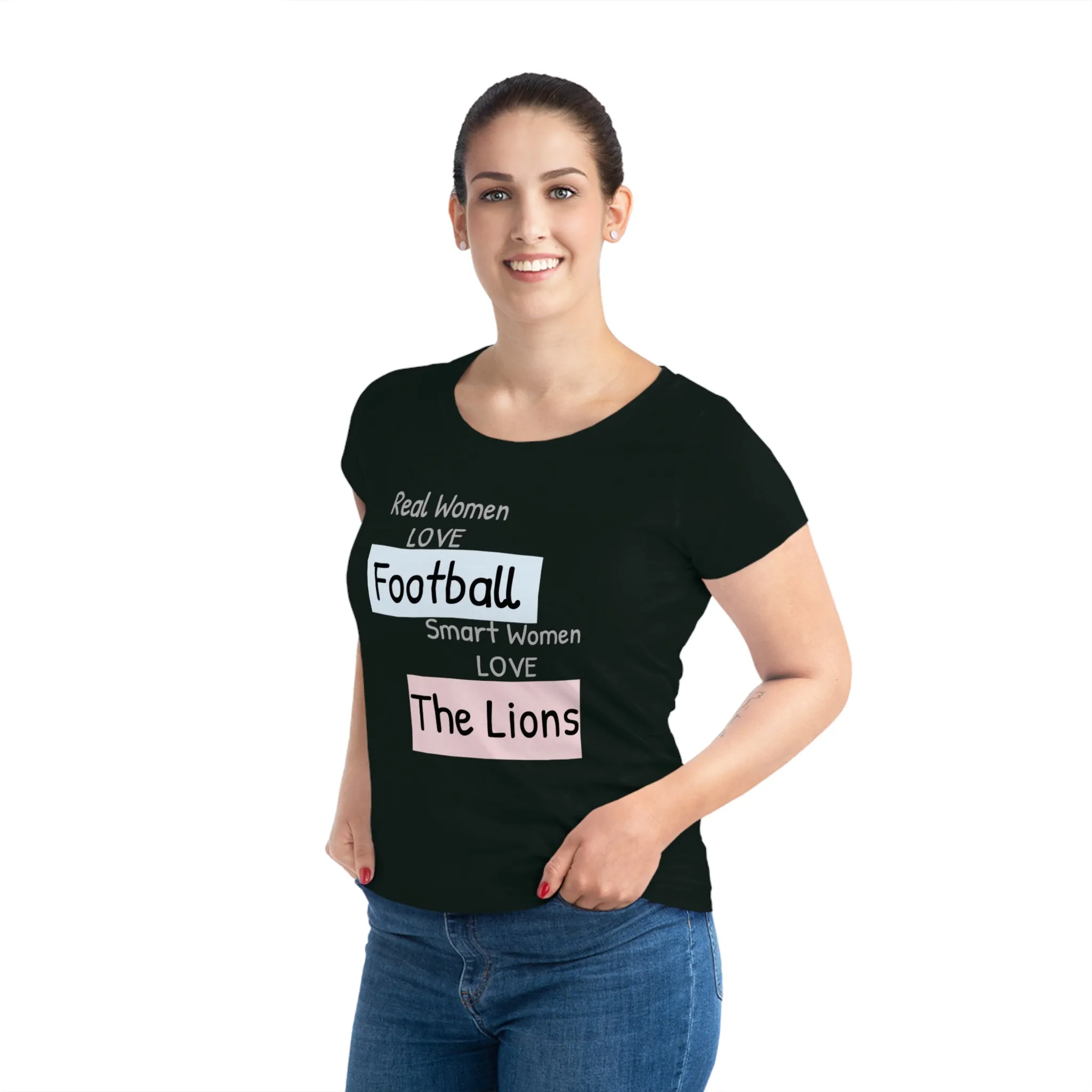 T-Shirt for Detroit Lions Female Fans - Real Women Love Football, Smart Women Love the Lions