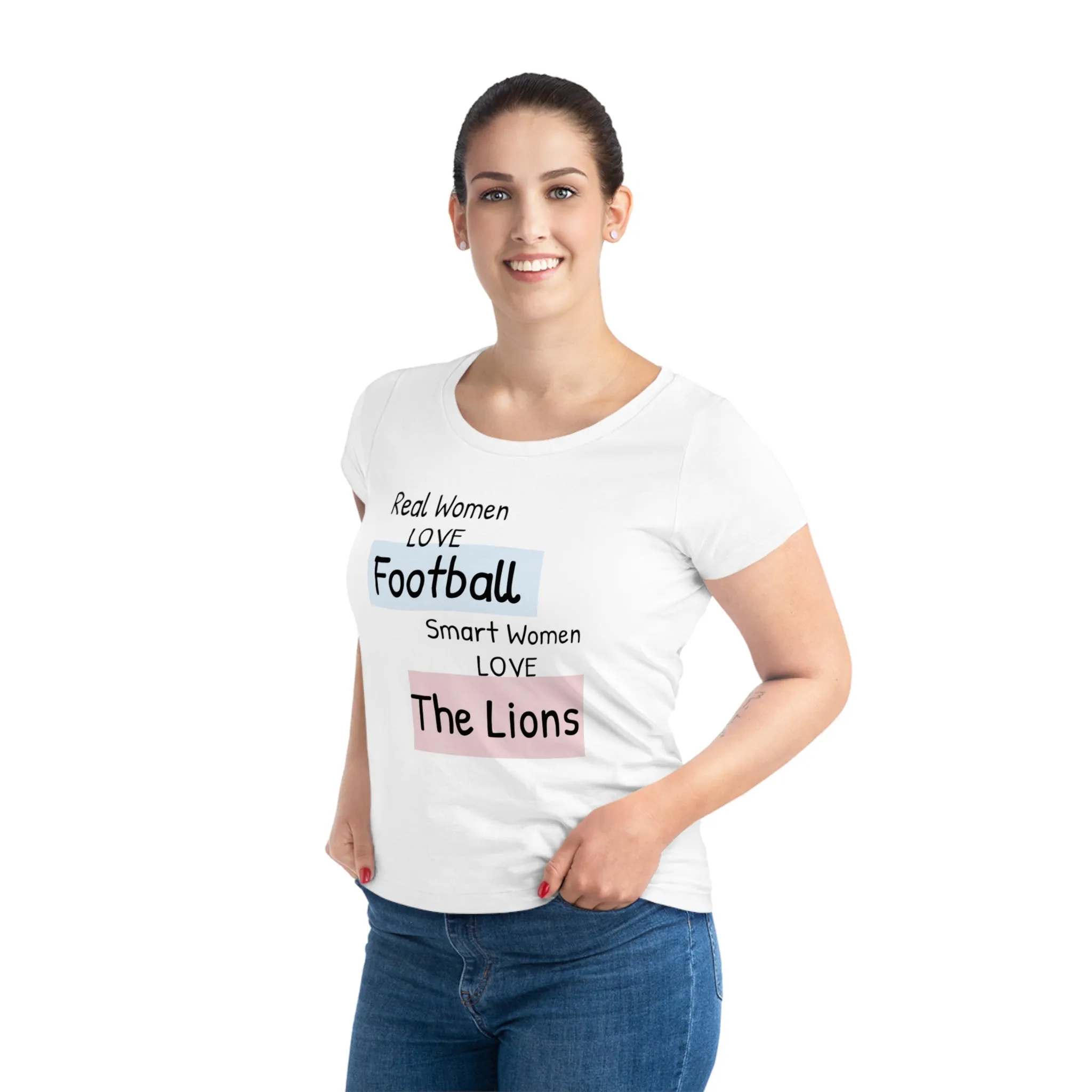 T-Shirt for Detroit Lions Female Fans - Real Women Love Football, Smart Women Love the Lions