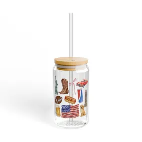 The Great American 16oz Glass Cup with Straw