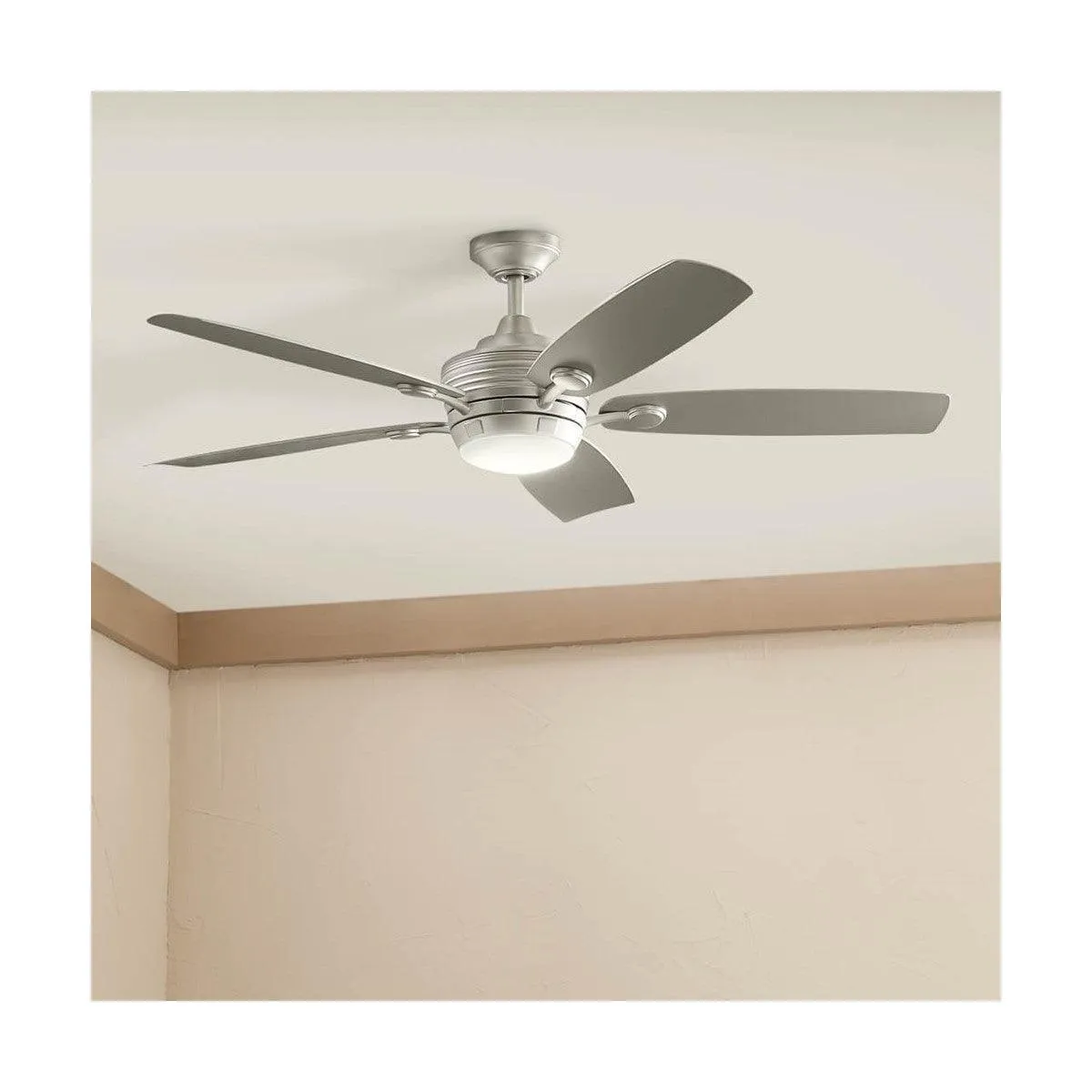 Tranquil 56 Inch Brushed Nickel LED Damp Rated Ceiling Fan with Remote