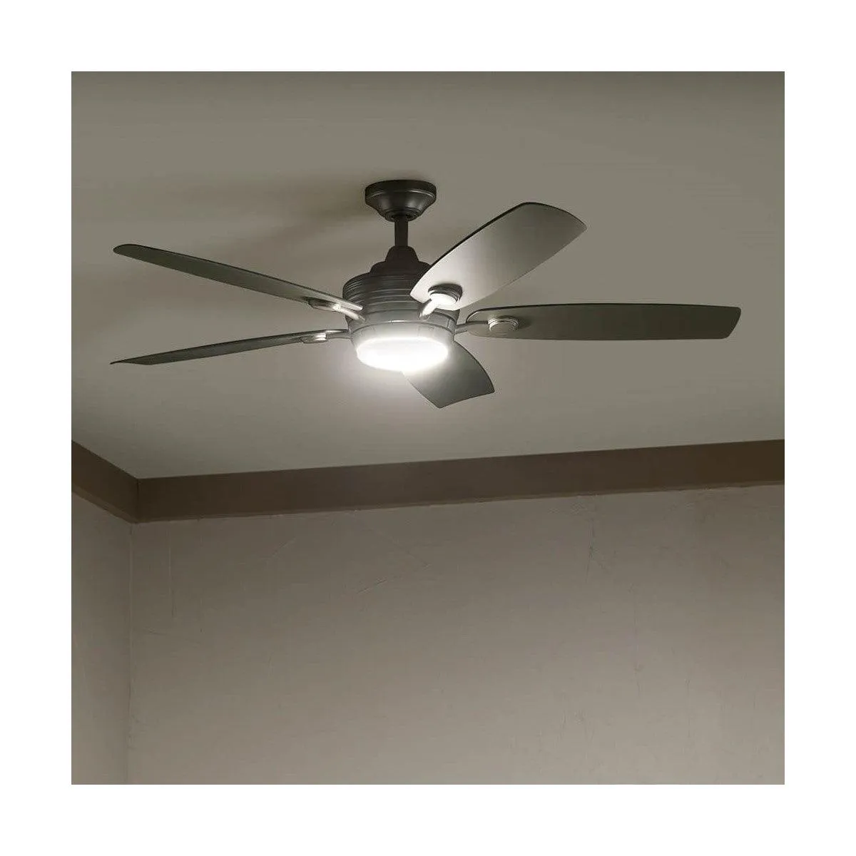 Tranquil 56 Inch Brushed Nickel LED Damp Rated Ceiling Fan with Remote