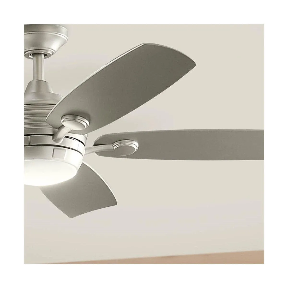 Tranquil 56 Inch Brushed Nickel LED Damp Rated Ceiling Fan with Remote