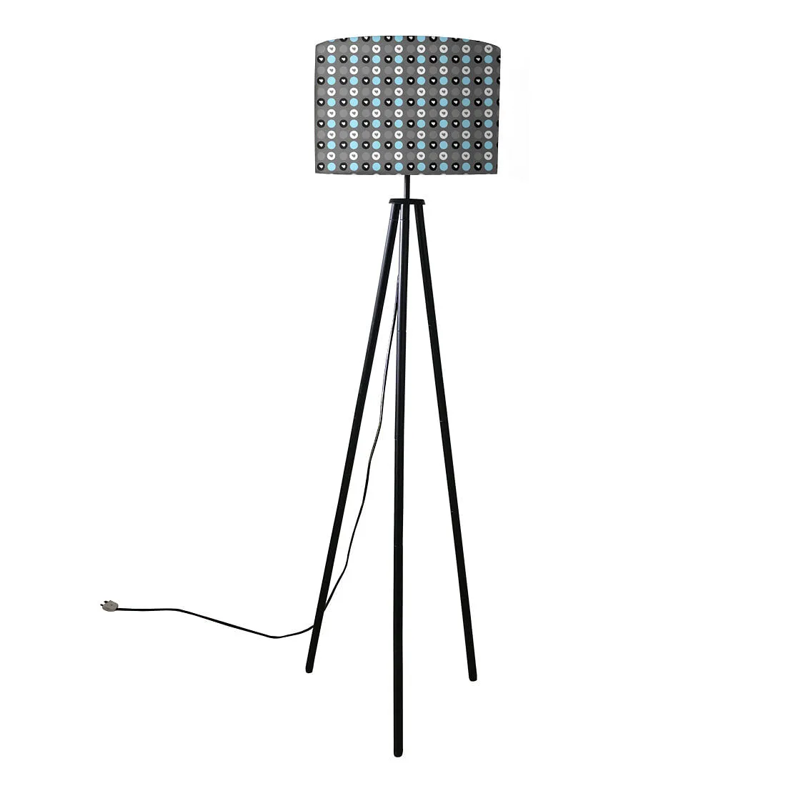 Tripod Floor Lamp Standing Light for Living Rooms -Grey Mint Polka