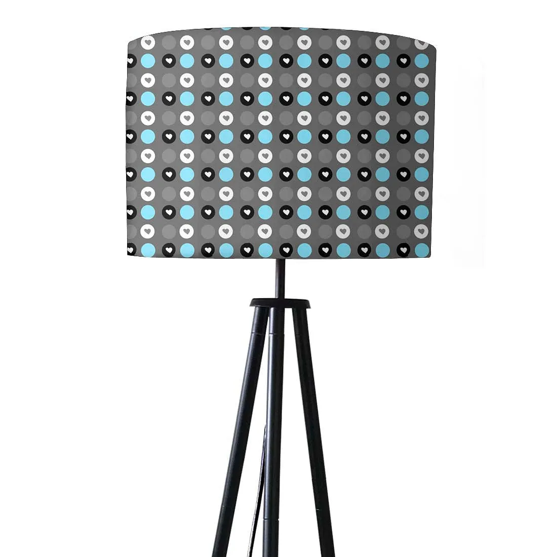 Tripod Floor Lamp Standing Light for Living Rooms -Grey Mint Polka