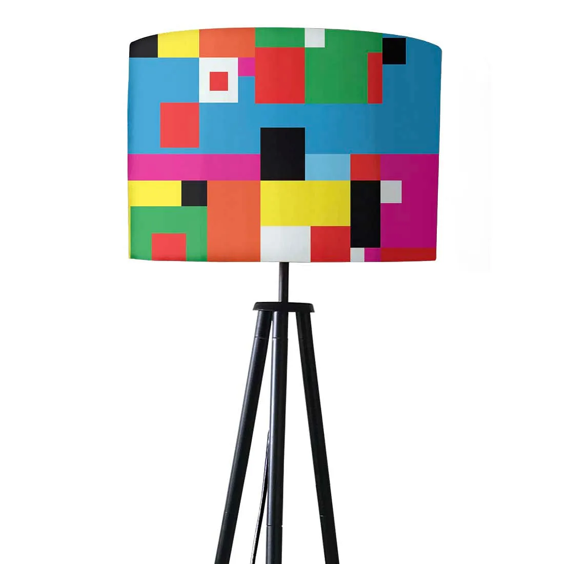 Tripod Standing Floor Lamp -Abstract Color Blocks