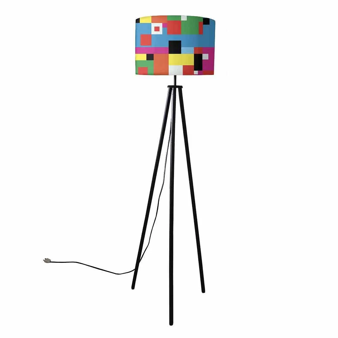 Tripod Standing Floor Lamp -Abstract Color Blocks