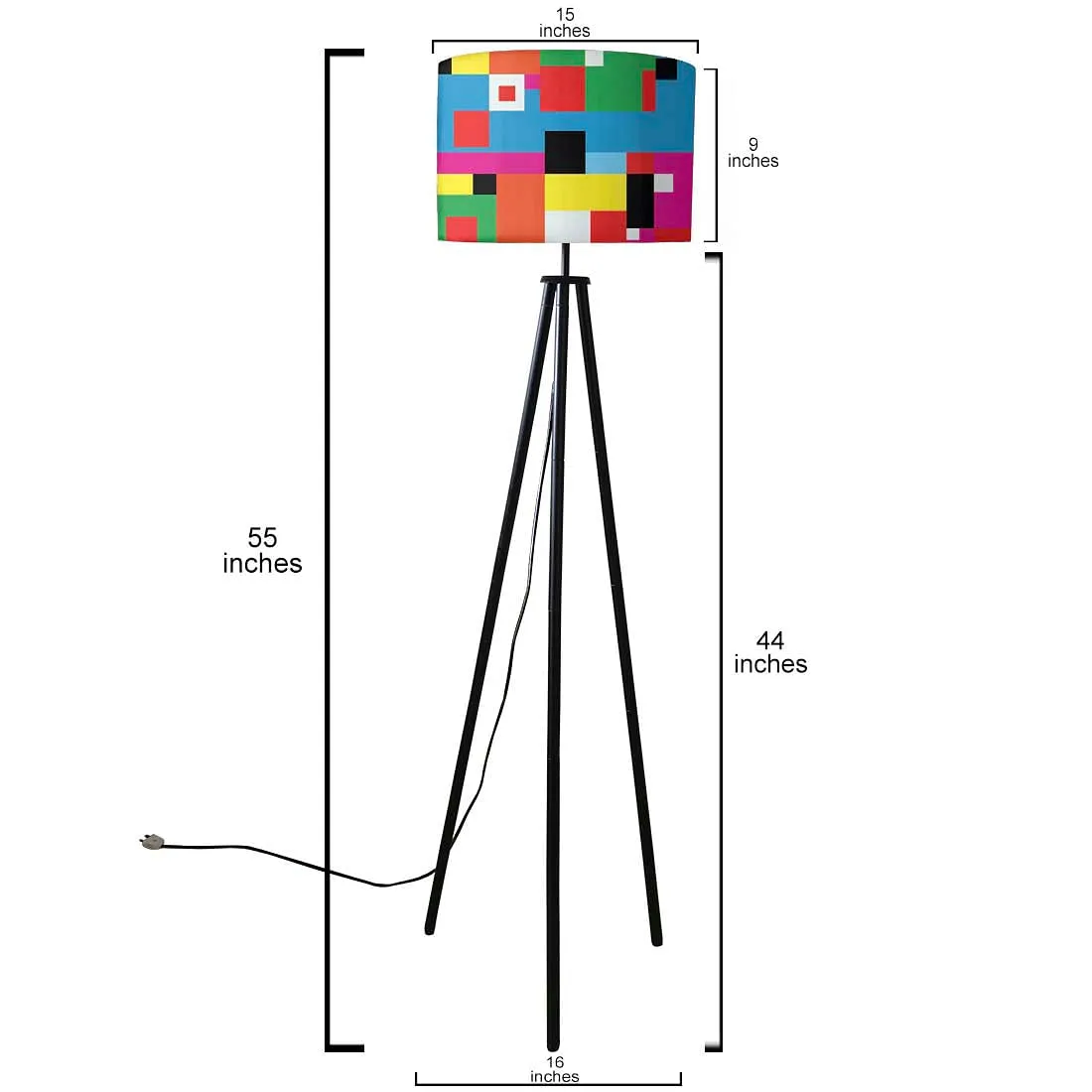 Tripod Standing Floor Lamp -Abstract Color Blocks