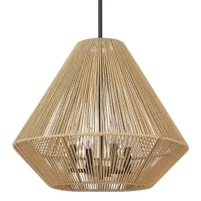 Valentina 4-Light Pendant in Matte Black with Natural Raphia Rope