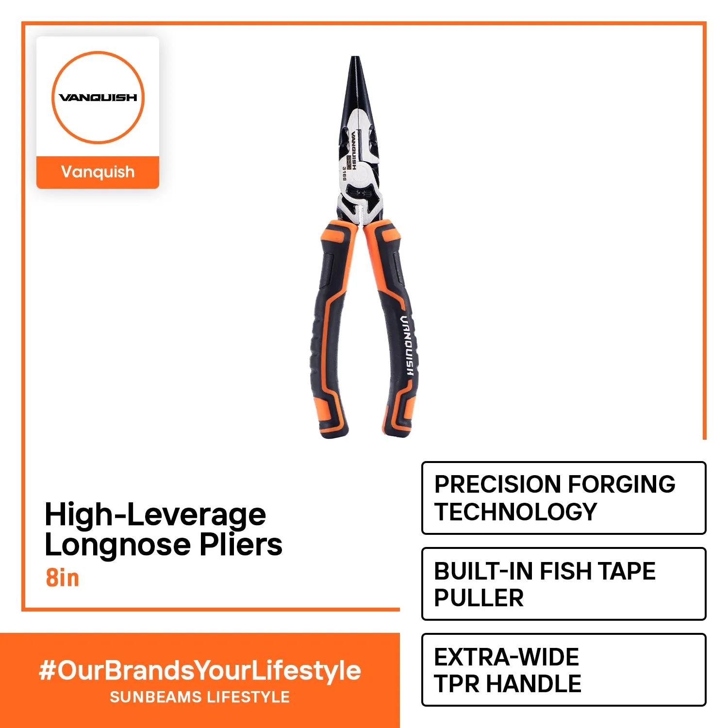 VANQUISH Premium | Heavy Duty | Professional High-Leverage Longnose Pliers