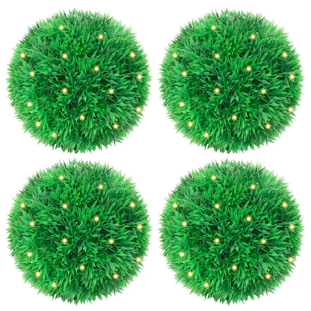 vidaXL Artificial Boxwood Balls with LED Lights 4 pcs Green 12 cm