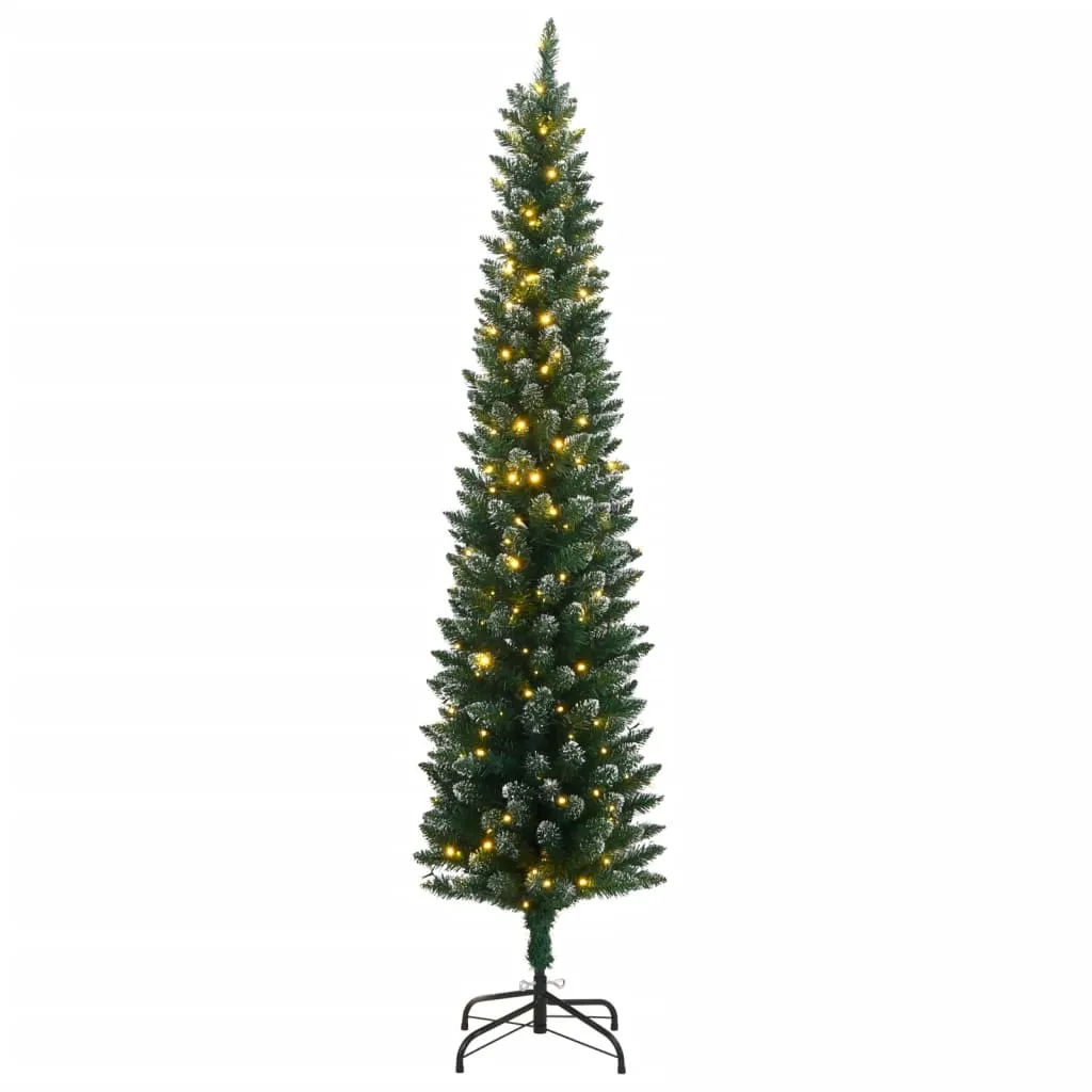 vidaXL Artificial Slim Christmas Tree 150 LEDs 150 cm