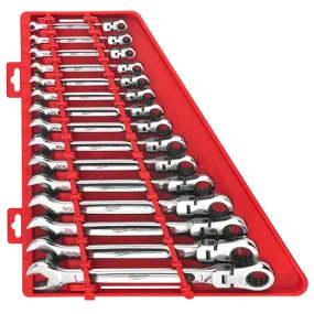 Wrench Set - Milwaukee 15pc SAE Flex Head Ratcheting Combination Wrench Set, 48-22-9413