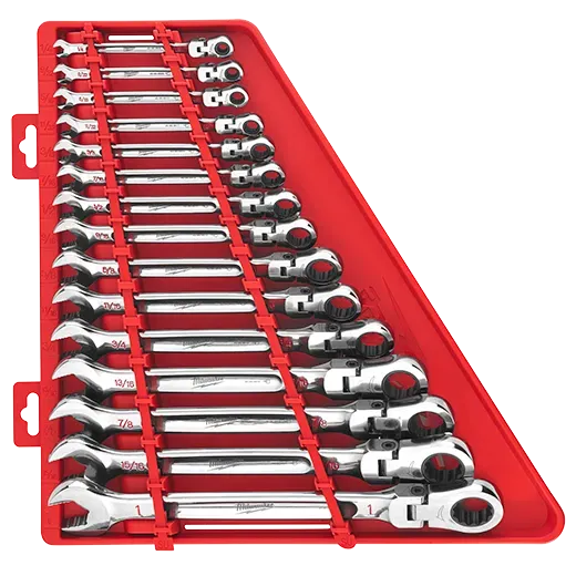 Wrench Set - Milwaukee 15pc SAE Flex Head Ratcheting Combination Wrench Set, 48-22-9413