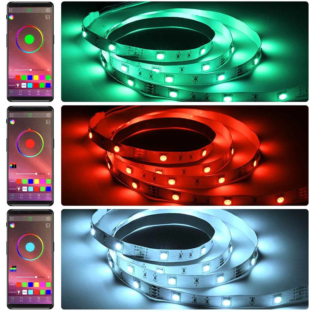 Yescom 16ft LED Strip Light Bluetooth App Music Remote Multi-Color