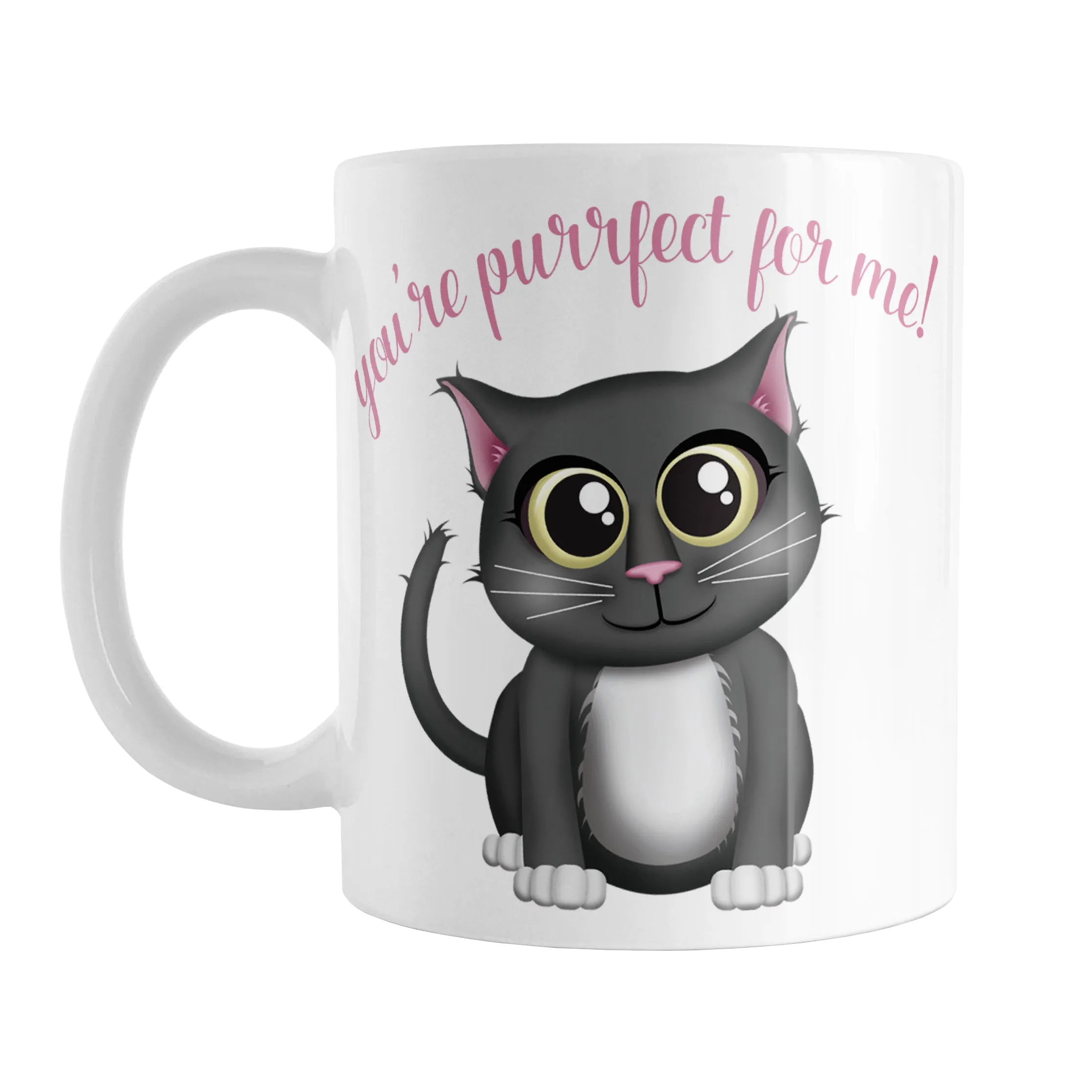 You're Purrfect for Me - Cute Gray Cat Mug