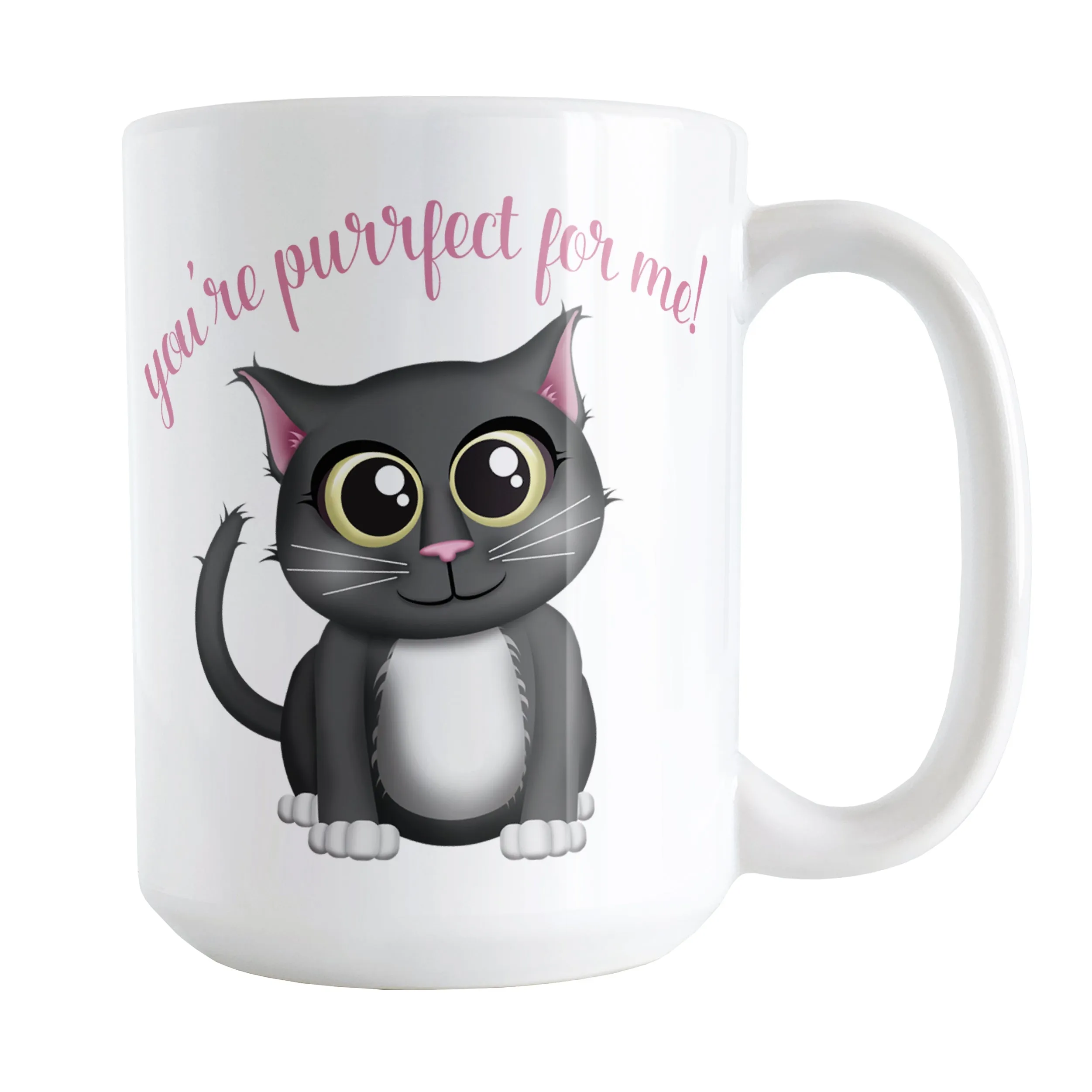 You're Purrfect for Me - Cute Gray Cat Mug